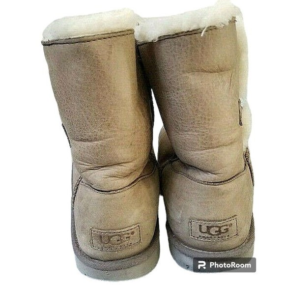 UGG Australia Brown Leather Boots Size 6 Shearling Lining EU 36 Comfort Cushion - Picture 4 of 9